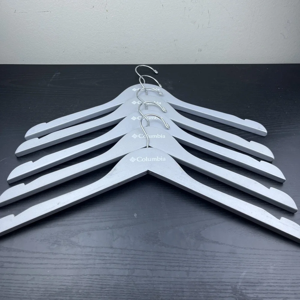 Columbia Sportswear Company Wooden Clothes Hangers Gray Set of 5